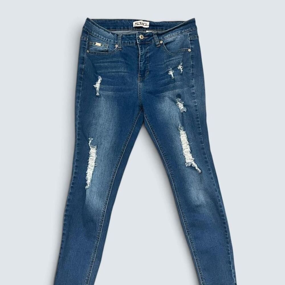 Stag Jeans Distressed Medium Wash Skinny Denim Jeans Size 15 Y2K Grunge